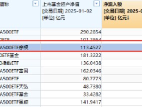 “吸金”强劲，摩根中证A500ETF（560530）昨日获资金净流入2.7亿元，在A500指数系列基金里排名前三