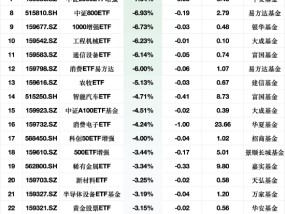 3月3日ETF资金流出榜单：中证2000ETF基金净流出额占规模比例28.98%，云计算50ETF占比12.92%