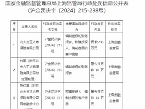 北大方正人寿被罚235万元：编制虚假的财务报表、欺骗投保人、编制虚假的客户信息