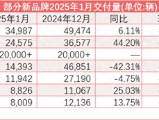 “新汽车”开局2025：鸿蒙智行挑战百万辆年销目标 小米首居前三